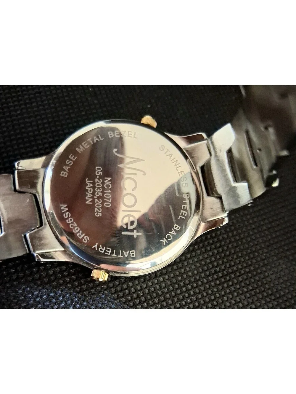 RARE Vintage Nicolet NC1070 Two Tone Dual Time Quartz Men's Swiss Watch